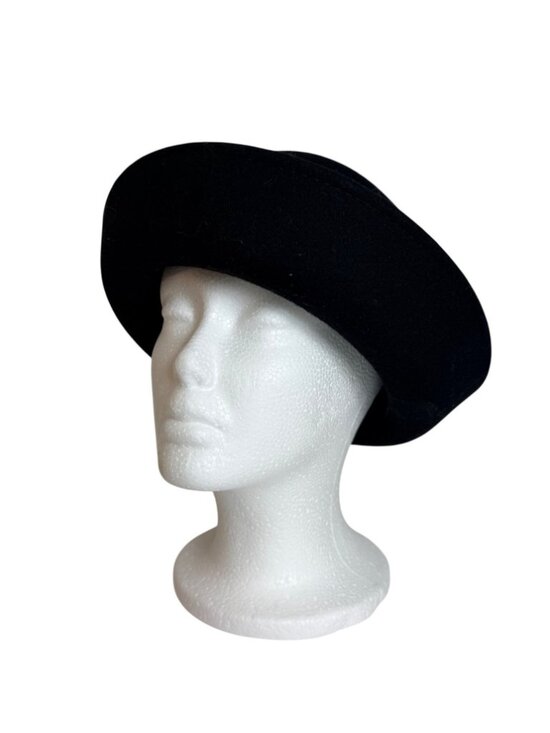 Vintage Black Wool Bowler Hat Upturn Brim Derby Formal Church Hat Winter Milline main image 11